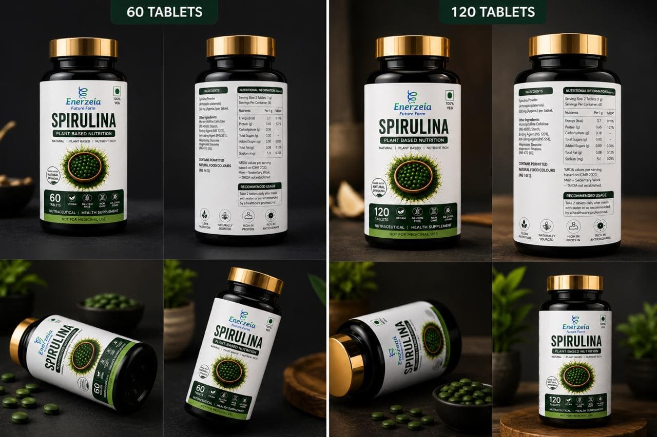 Enerzeia Future Farm spirulina packaging